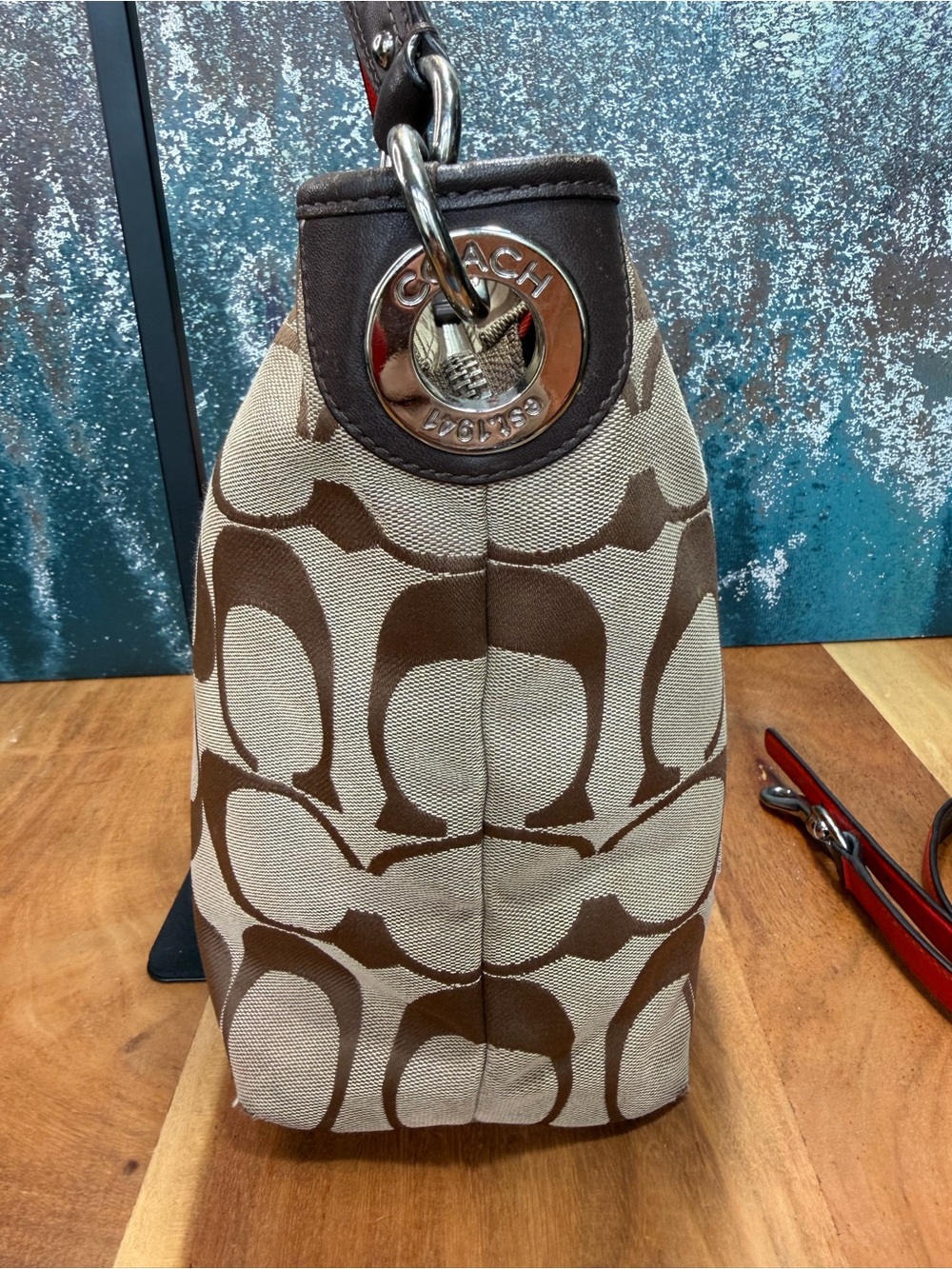 Coach 2012 Y2K Monogram Orange/Tan Crossbody Bag (Fair) - Picture 5 of 15